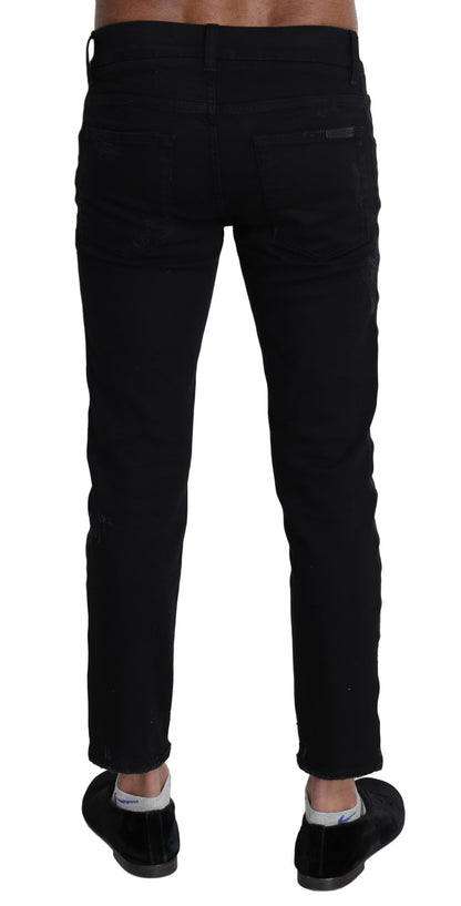 Dolce &amp; Gabbana Jeans skinny eleganti neri con ricami