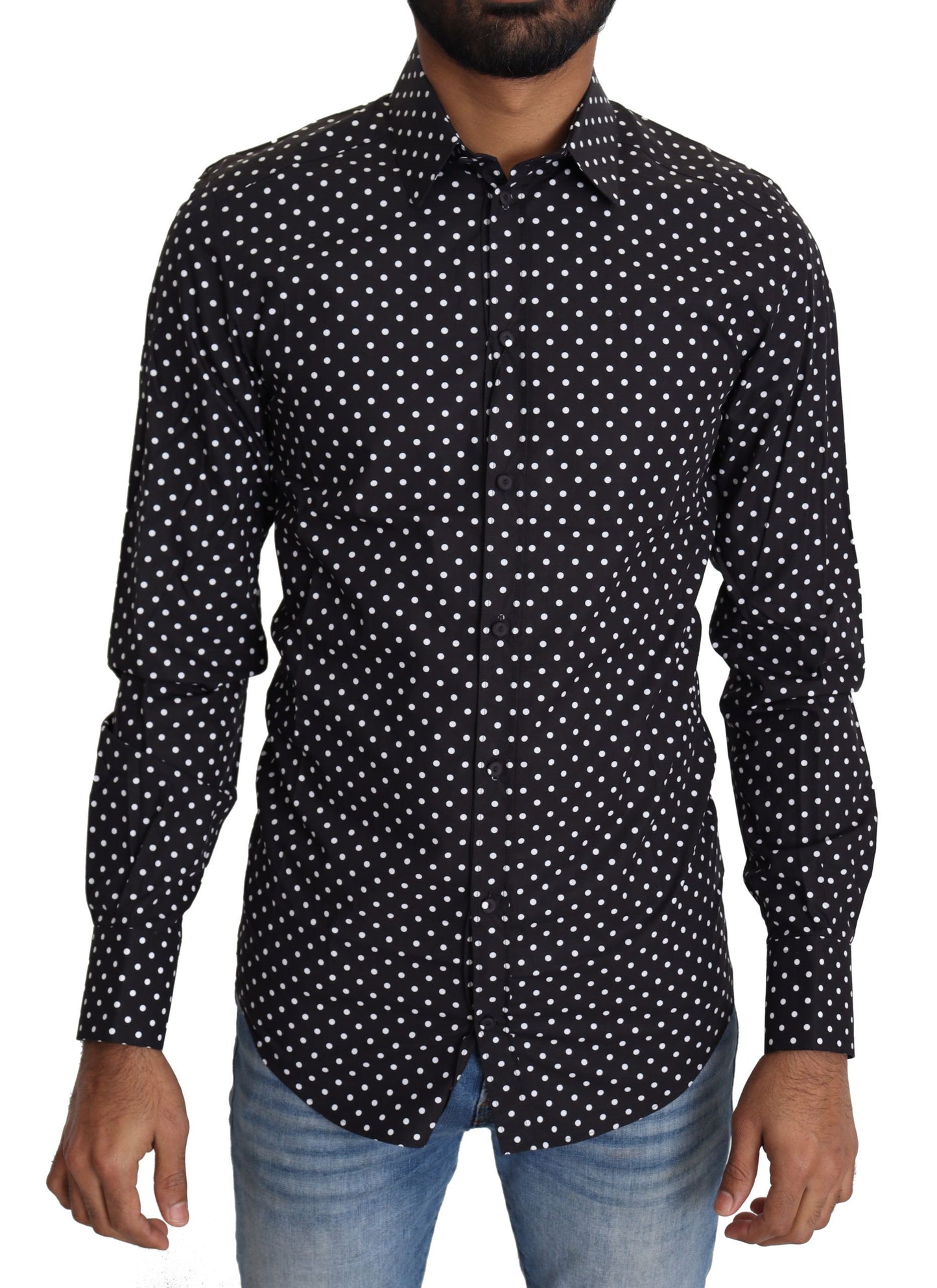 Camicia a maniche lunghe da uomo elegante a pois Dolce &amp; Gabbana