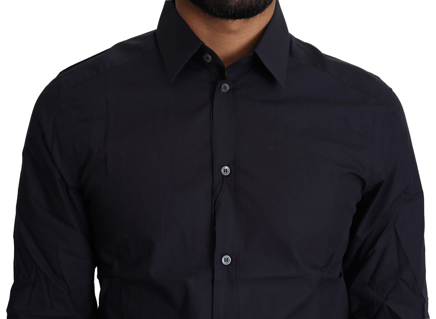 Camicia elegante Dolce &amp; Gabbana serie oro slim fit blu navy