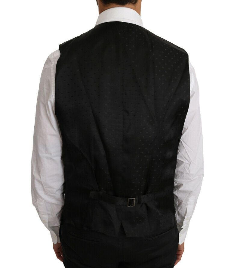 Dolce &amp; Gabbana Elegante gilet formale in misto lana nero