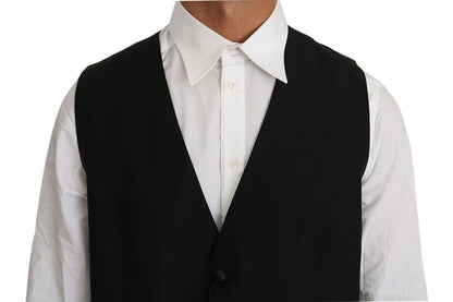 Dolce &amp; Gabbana Elegante gilet formale in misto lana nero