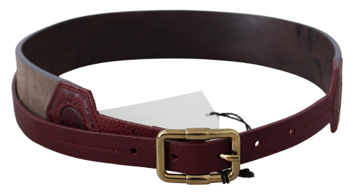 GF Ferre Elegant Brown Leather Belt with Gold Buckle