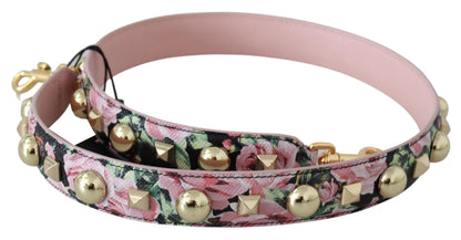 Dolce &amp; Gabbana cinturino in pelle con borchie dorate floreali in rosa