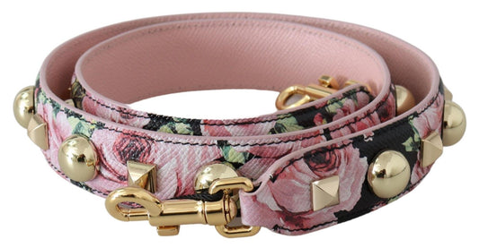 Dolce &amp; Gabbana cinturino in pelle con borchie dorate floreali in rosa