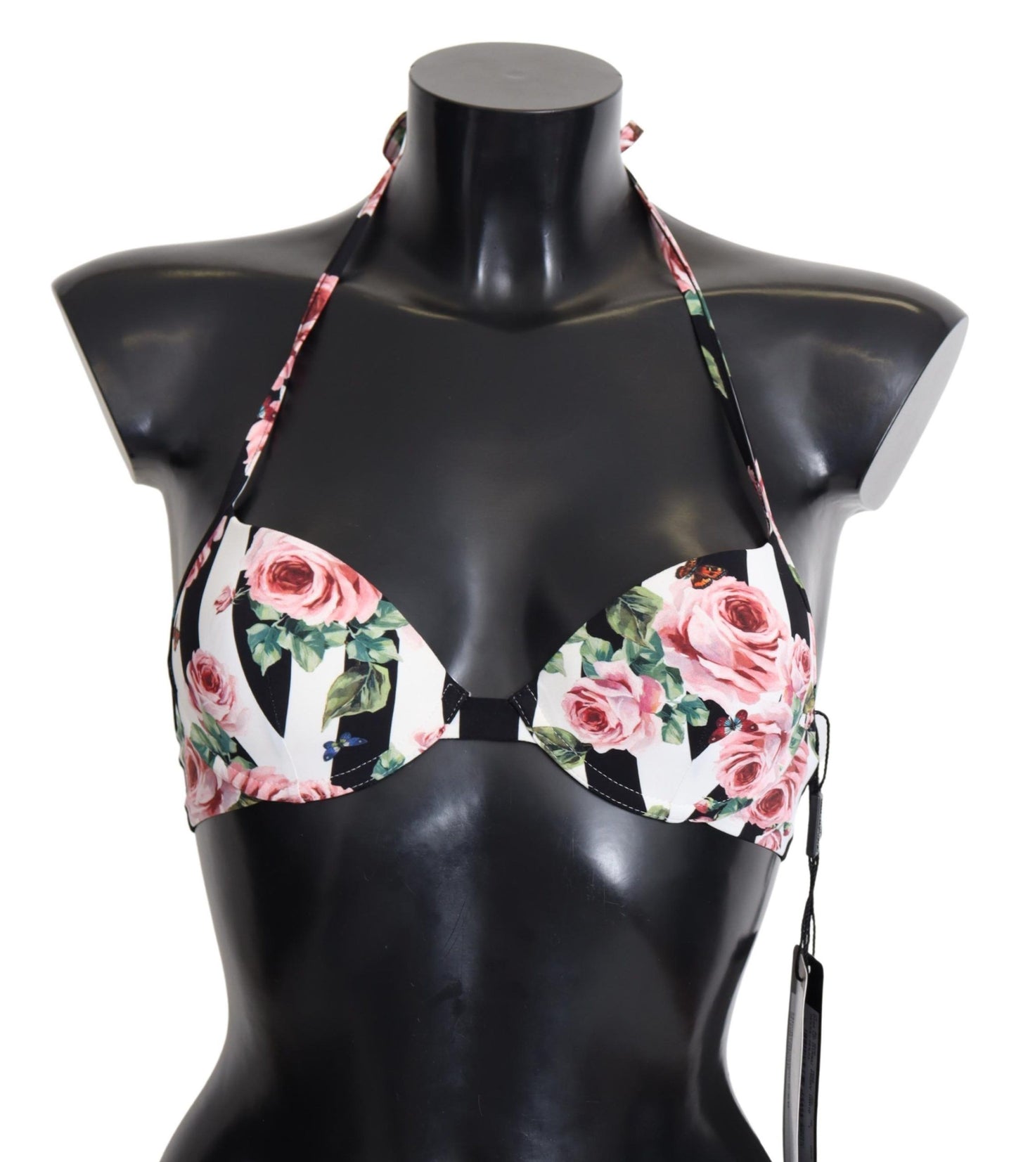 Dolce & Gabbana Chic Rose Print Bikini Top for Elegant Beach Days