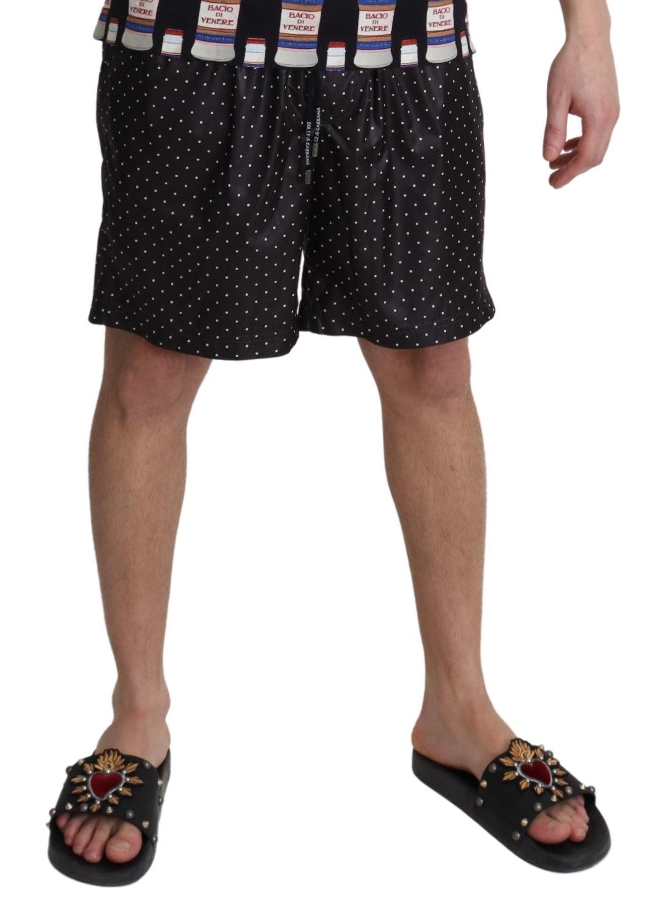 Dolce & Gabbana Chic Black Polka Dot Men's Swim Trunks