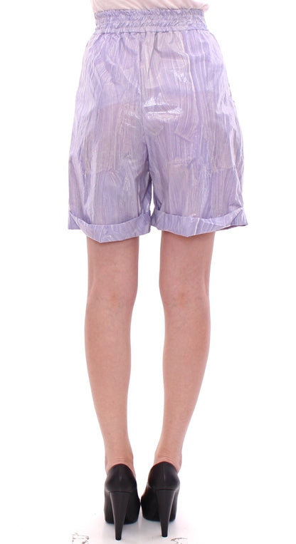 Pantaloncini eleganti in viscosa viola Licia Florio - Chiusura con zip laterale