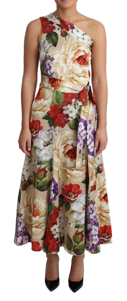 Dolce &amp; Gabbana Elegante maxi abito monospalla in seta floreale