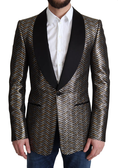 Dolce &amp; Gabbana Giacca blazer slim elegante jacquard metallizzato