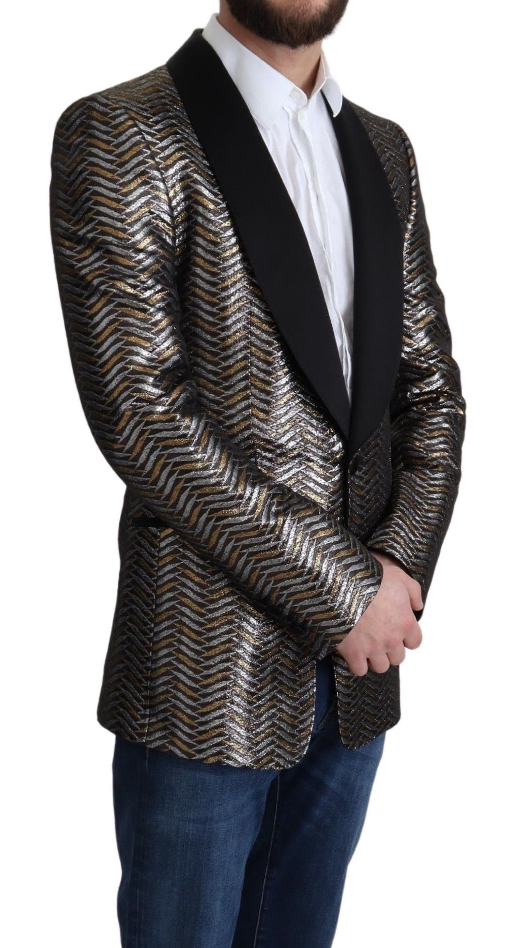 Dolce &amp; Gabbana Giacca blazer slim elegante jacquard metallizzato