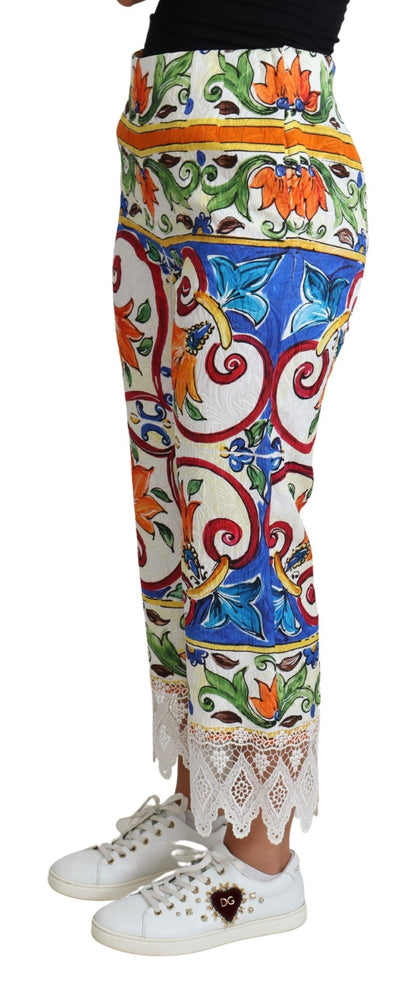 Pantaloni Cropped a Vita Alta in Maiolica di Dolce &amp; Gabbana