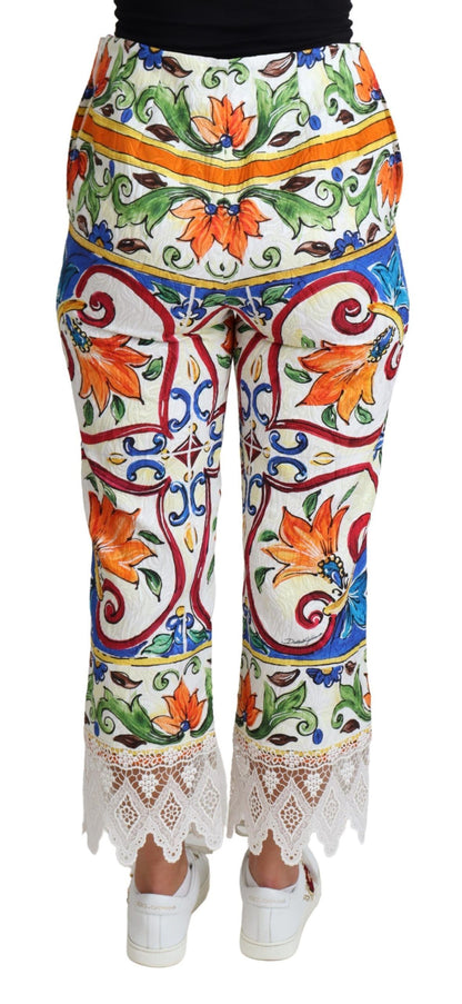 Pantaloni Cropped a Vita Alta in Maiolica di Dolce &amp; Gabbana