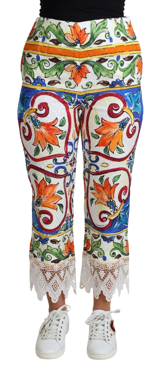 Pantaloni Cropped a Vita Alta in Maiolica di Dolce &amp; Gabbana