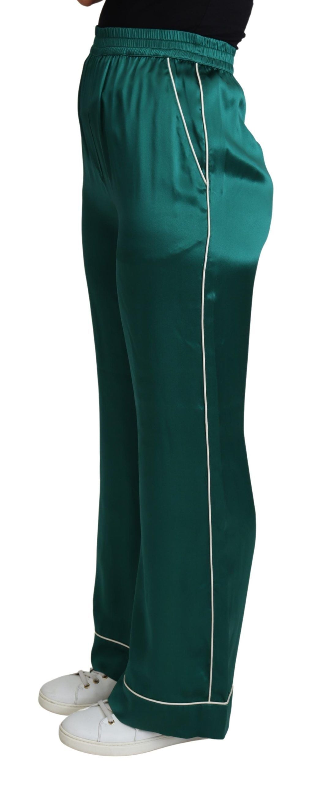 Pantaloni del pigiama in seta squisita Dolce &amp; Gabbana in verde lussureggiante