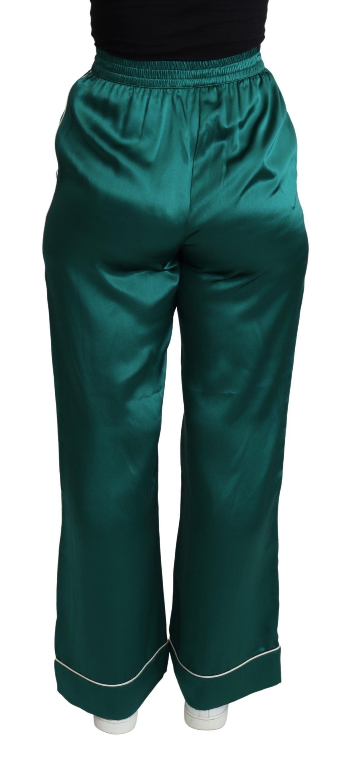 Pantaloni del pigiama in seta squisita Dolce &amp; Gabbana in verde lussureggiante