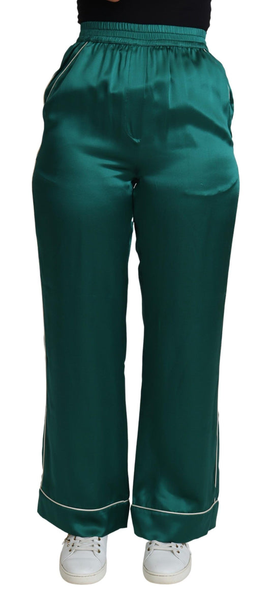 Pantaloni del pigiama in seta squisita Dolce &amp; Gabbana in verde lussureggiante