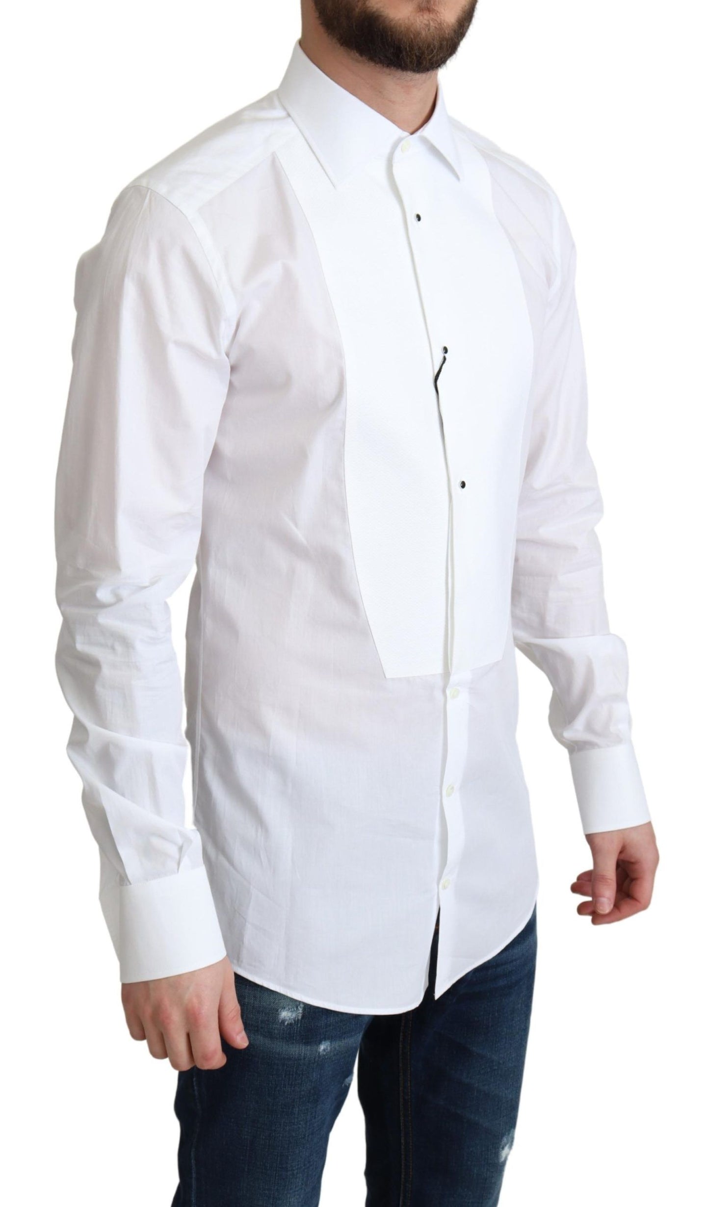 Dolce &amp; Gabbana Elegante camicia con bavaglino in cotone bianco