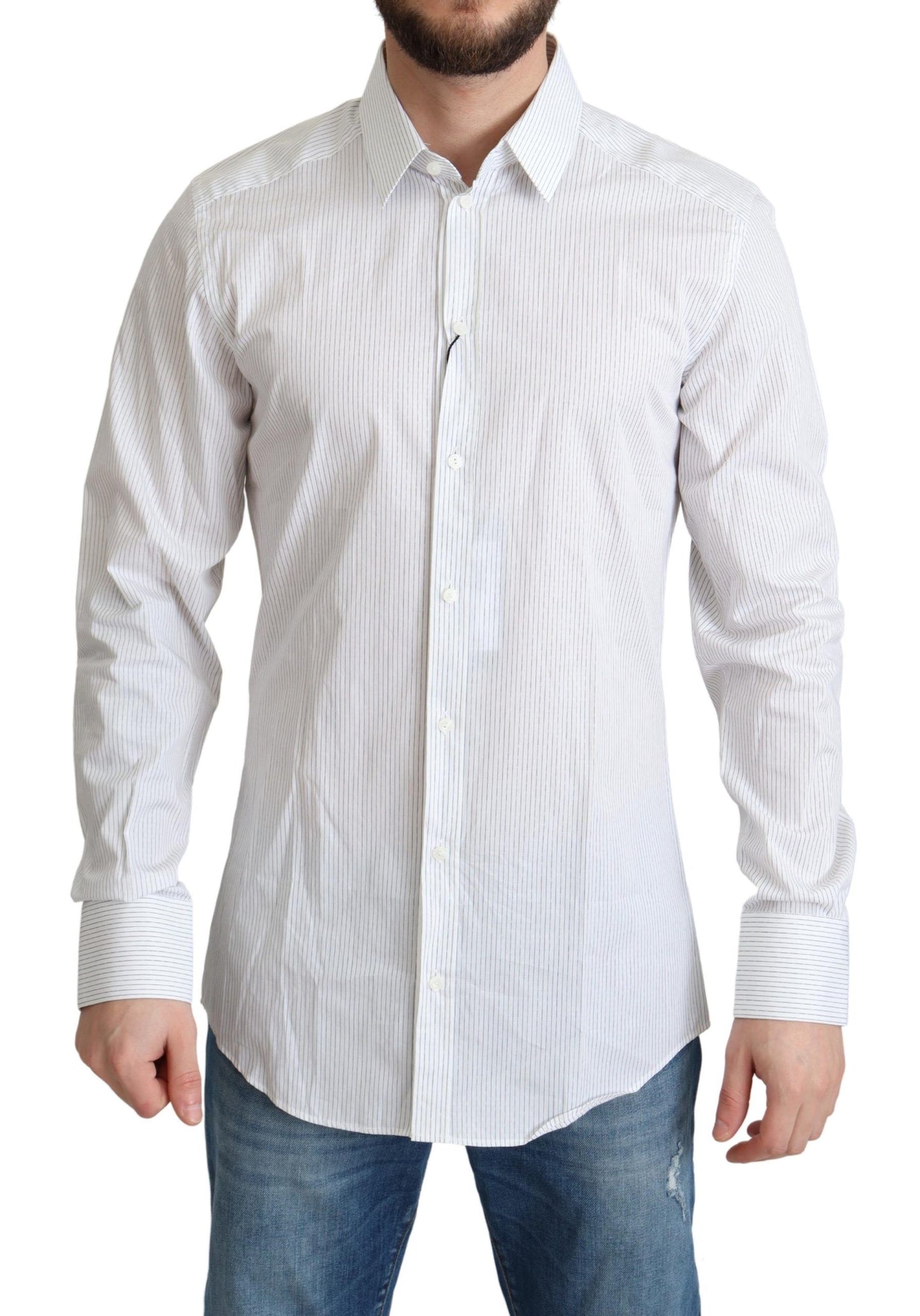 Dolce &amp; Gabbana Camicia elegante a righe dorate