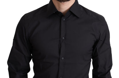 Camicia elegante slim fit Dolce &amp; Gabbana nera oro