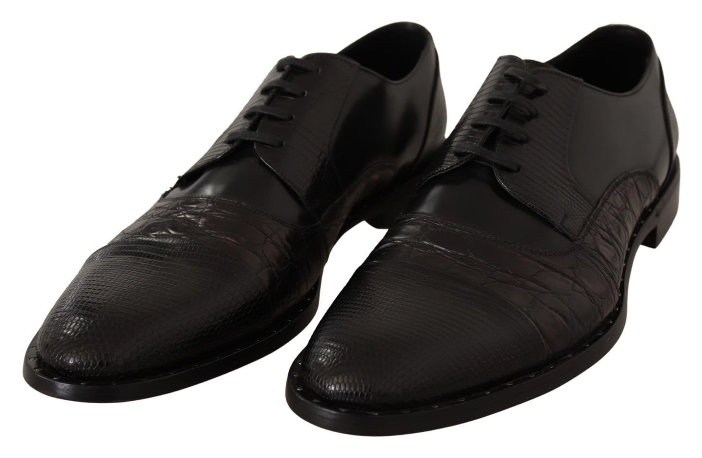 Dolce &amp; Gabbana Eleganti stivali derby Oxford neri con punta alari