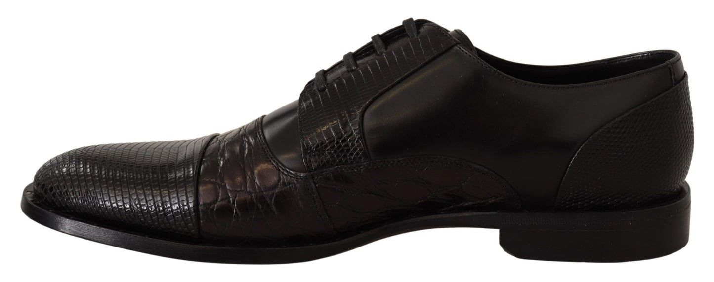 Dolce &amp; Gabbana Eleganti stivali derby Oxford neri con punta alari