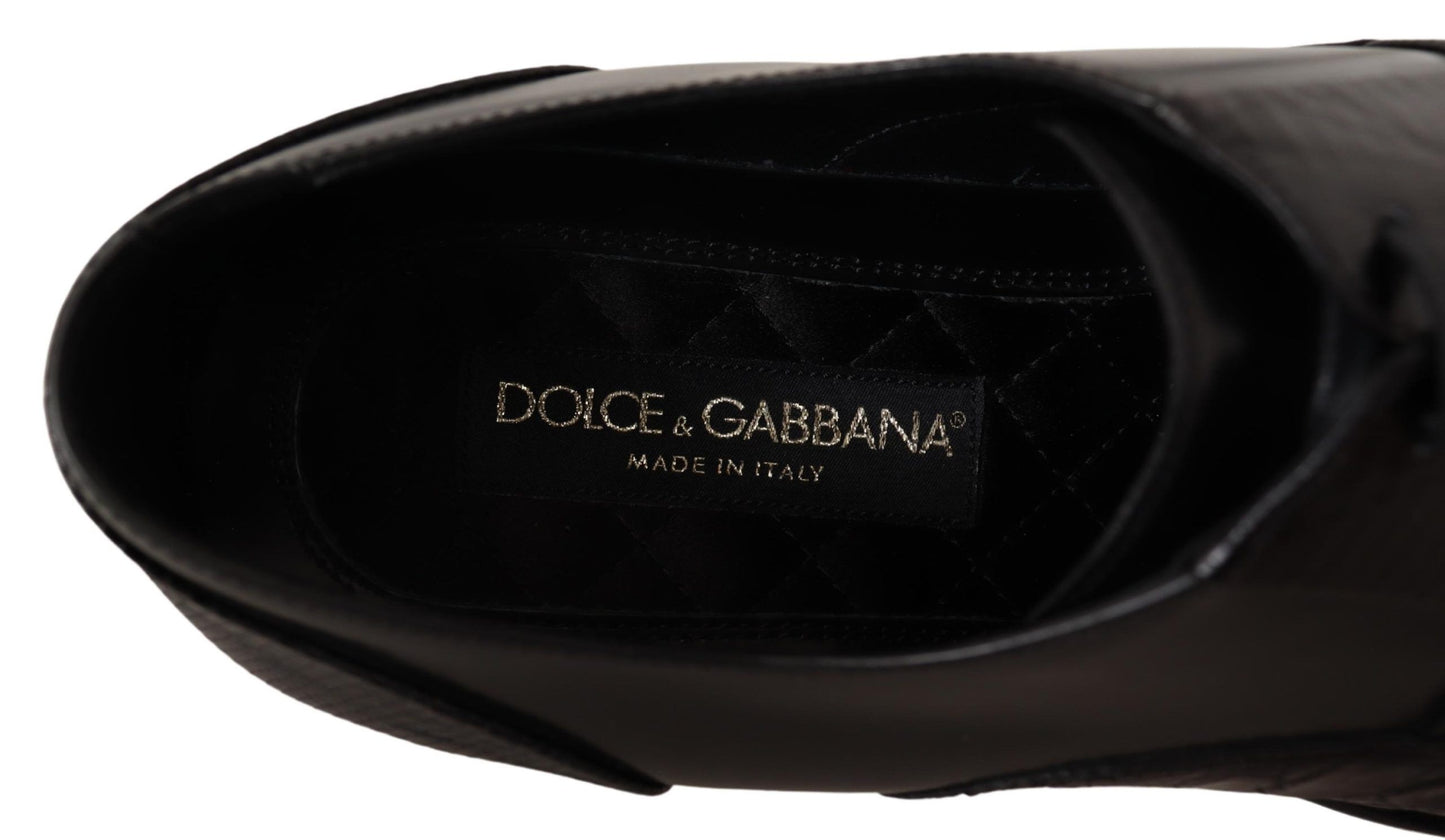 Dolce &amp; Gabbana Eleganti stivali derby Oxford neri con punta alari