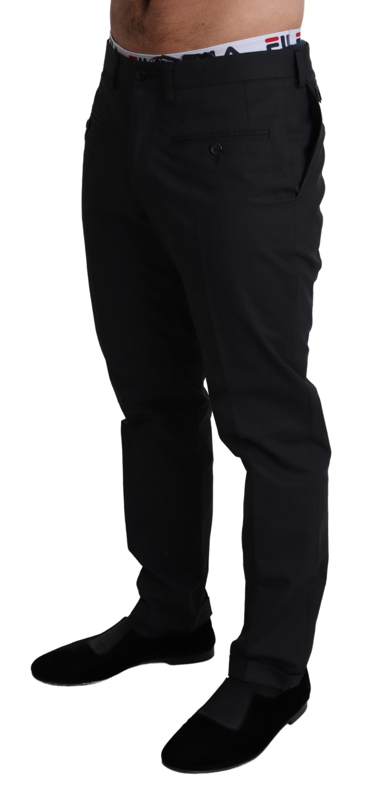 Dolce &amp; Gabbana Pantaloni eleganti in cotone stretch nero