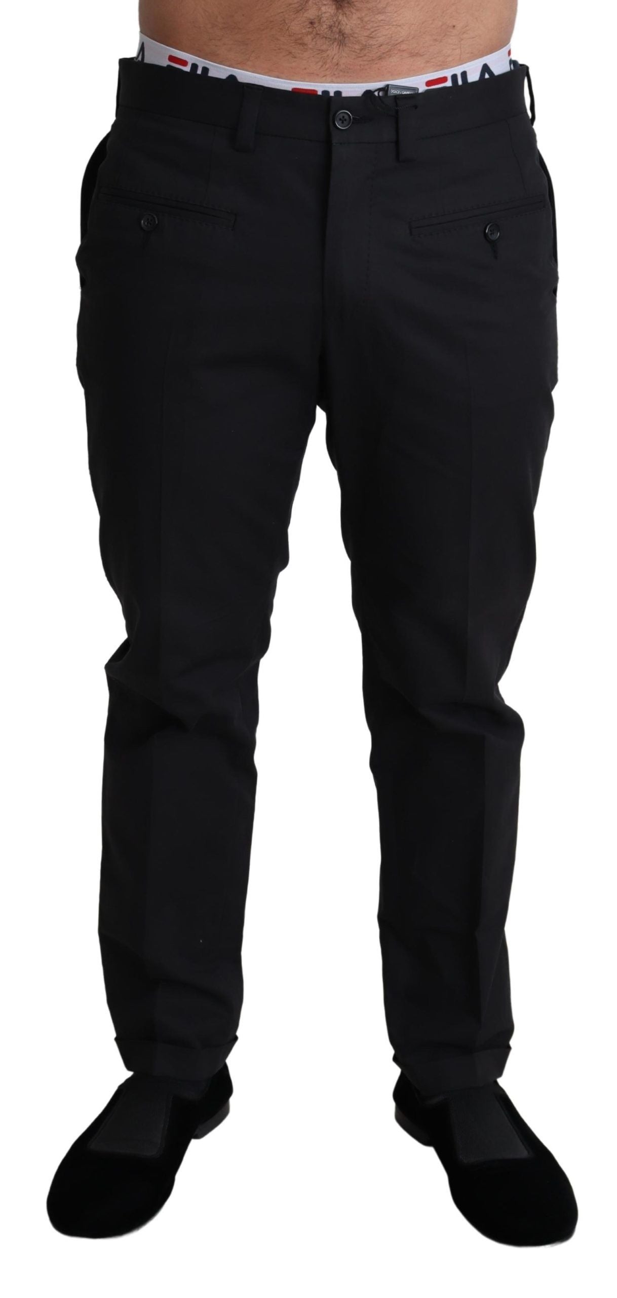 Dolce &amp; Gabbana Pantaloni eleganti in cotone stretch nero