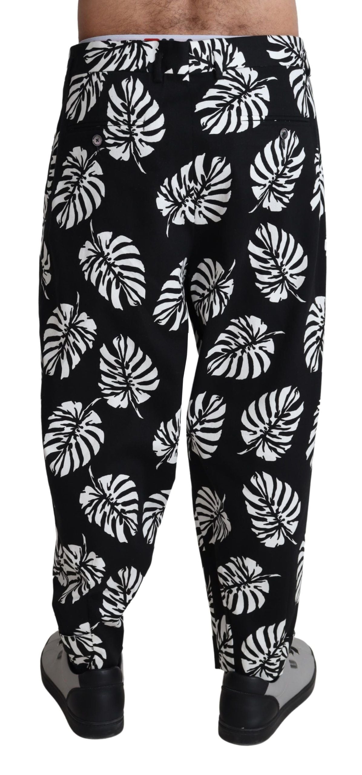 Dolce &amp; Gabbana Pantaloni eleganti in cotone con stampa foglie di palma