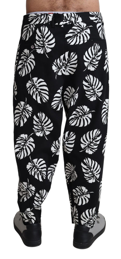 Dolce &amp; Gabbana Pantaloni eleganti in cotone con stampa foglie di palma