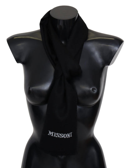 Missoni Elegant Embroidered Wool Scarf in Black