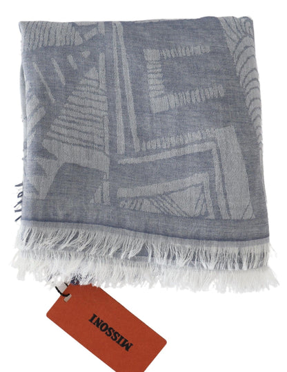 Missoni Elegant Cashmere Fringed Scarf in Gray