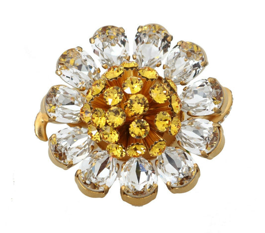 Anello di dichiarazione con fiore in cristallo Dolce &amp; Gabbana misura US 7,5