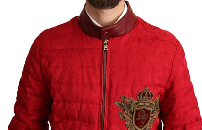 Giacca bomber firmata Dolce &amp; Gabbana rossa e oro