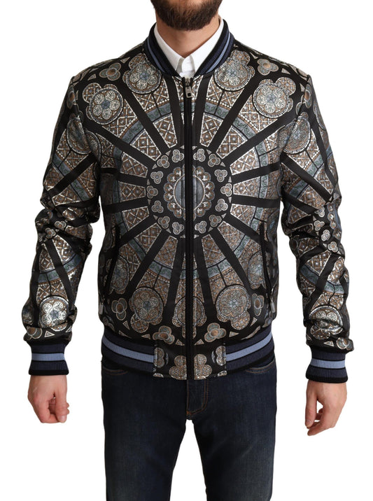 Dolce &amp; Gabbana elegante bomber jacquard in blu