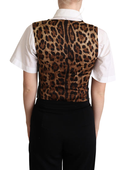 Dolce &amp; Gabbana Gilet Chic Stampa Leopardo Nero