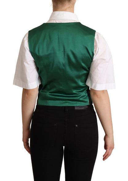 Dolce &amp; Gabbana Elegante Gilet Stampato a Foglia Verde