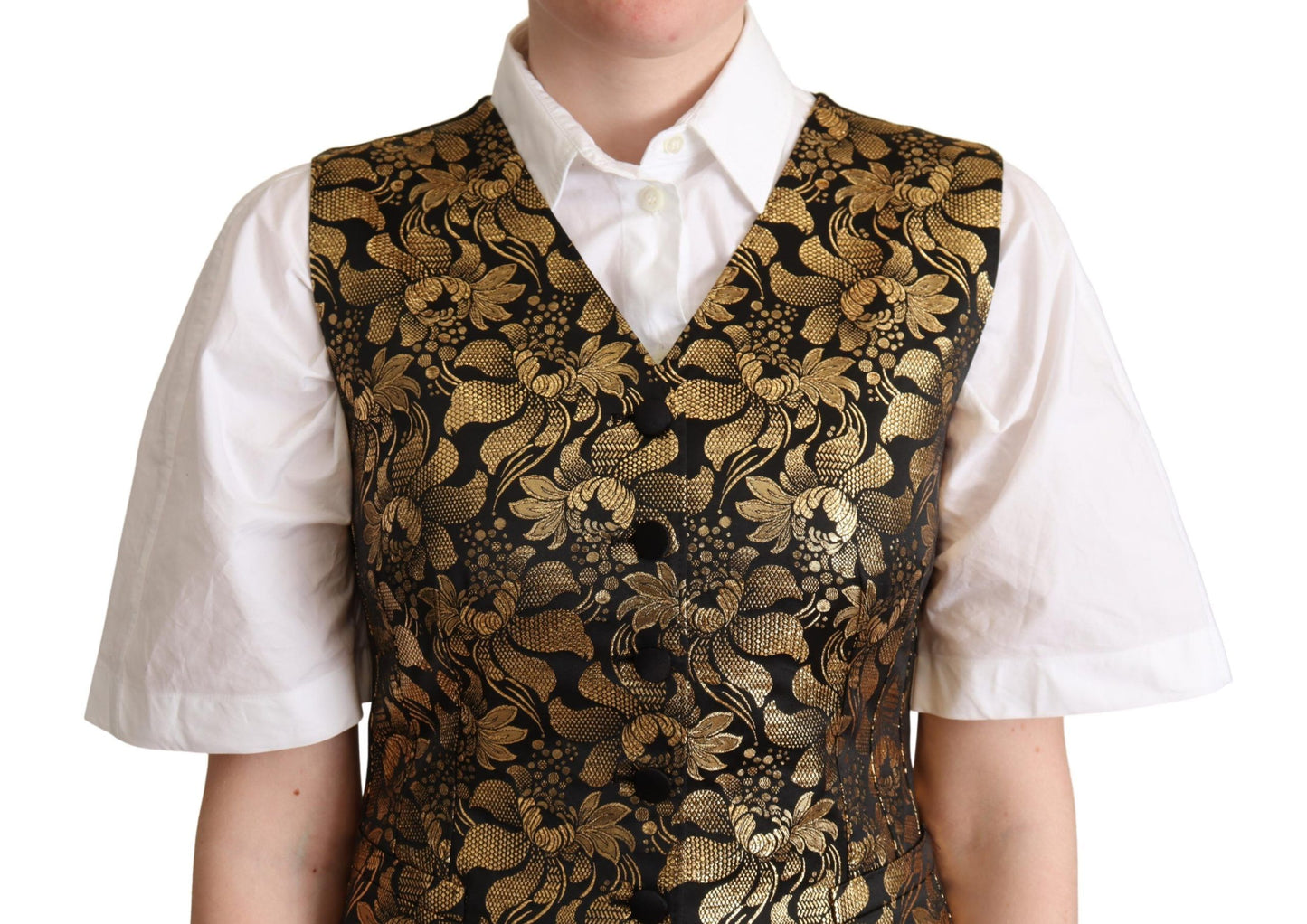 Dolce &amp; Gabbana Gilet Elegante Jacquard Nero