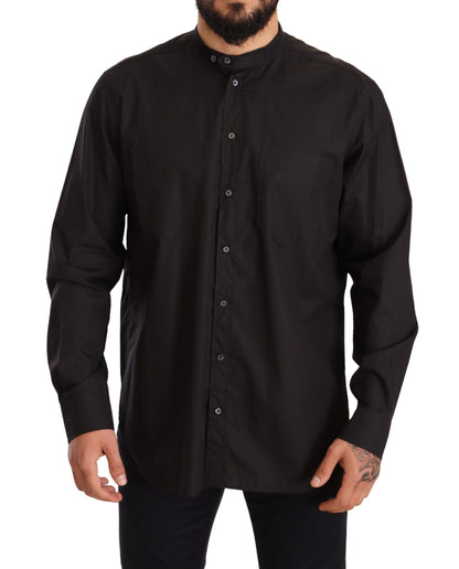 Dolce &amp; Gabbana Camicia Elegante Nera da Uomo in 100% Cotone