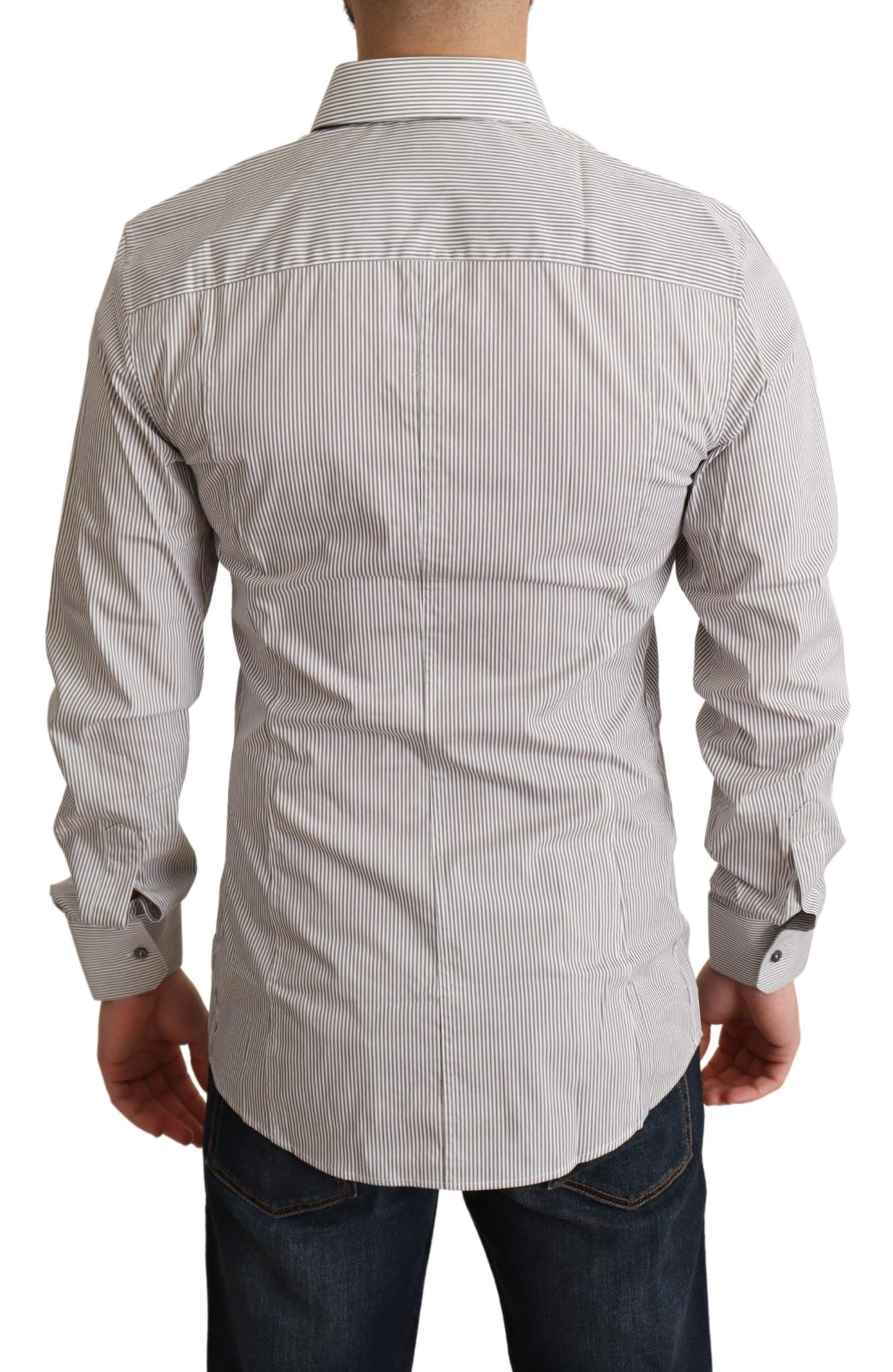 Camicia elegante slim fit a righe grigie Dolce &amp; Gabbana