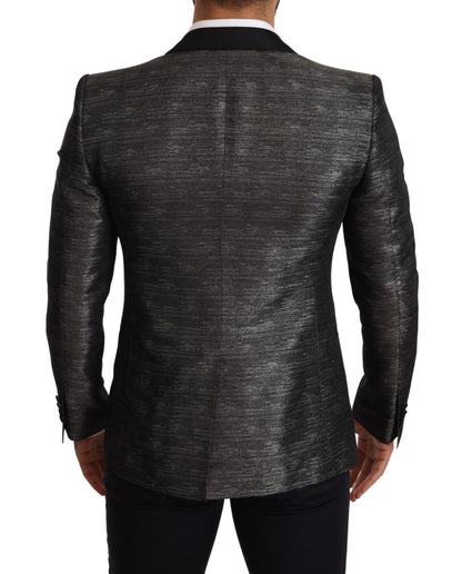 Blazer slim fit in jacquard grigio metallizzato Dolce &amp; Gabbana