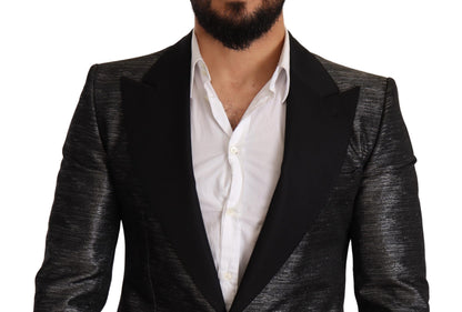 Blazer slim fit in jacquard grigio metallizzato Dolce &amp; Gabbana