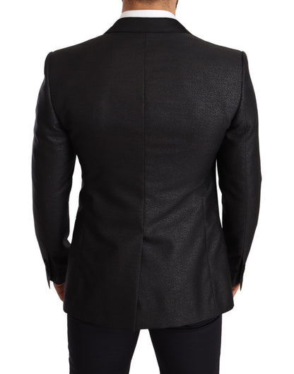 Dolce &amp; Gabbana Giacca blazer slim fit elegante nera metallizzata