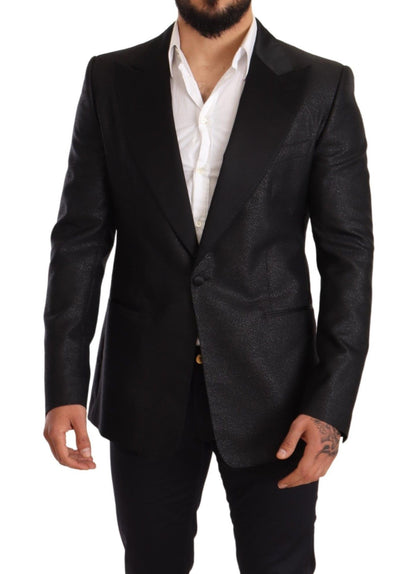 Dolce &amp; Gabbana Giacca blazer slim fit elegante nera metallizzata