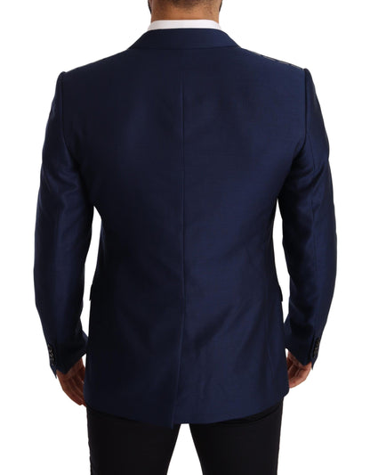 Dolce &amp; Gabbana Elegante Blazer Martini in Lana Vergine Blu