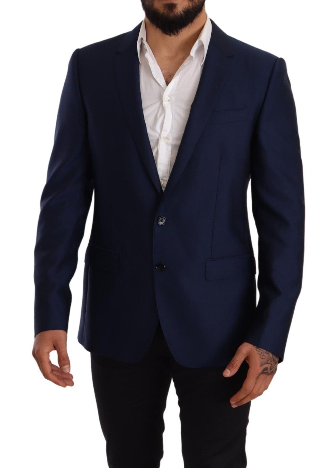 Dolce &amp; Gabbana Elegante Blazer Martini in Lana Vergine Blu