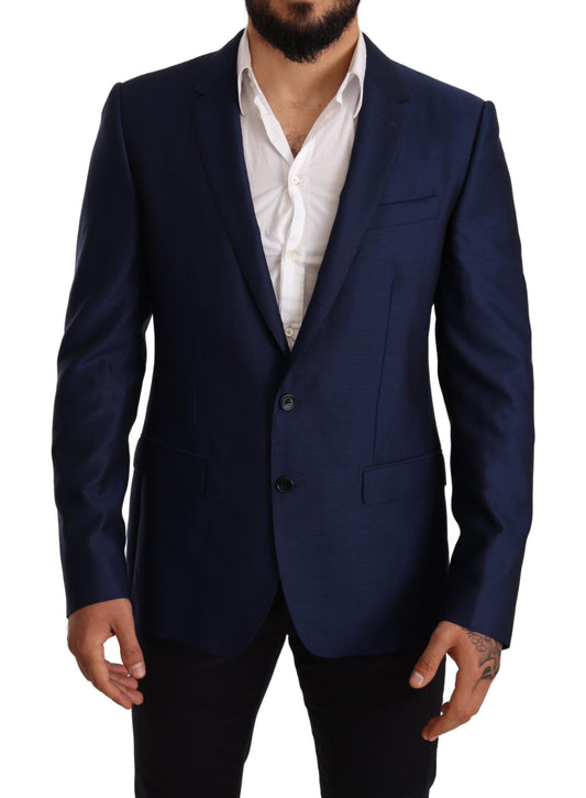 Dolce &amp; Gabbana Elegante Blazer Martini in Lana Vergine Blu