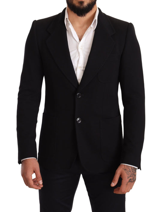 Dolce &amp; Gabbana Blazer elegante slim fit in cotone nero