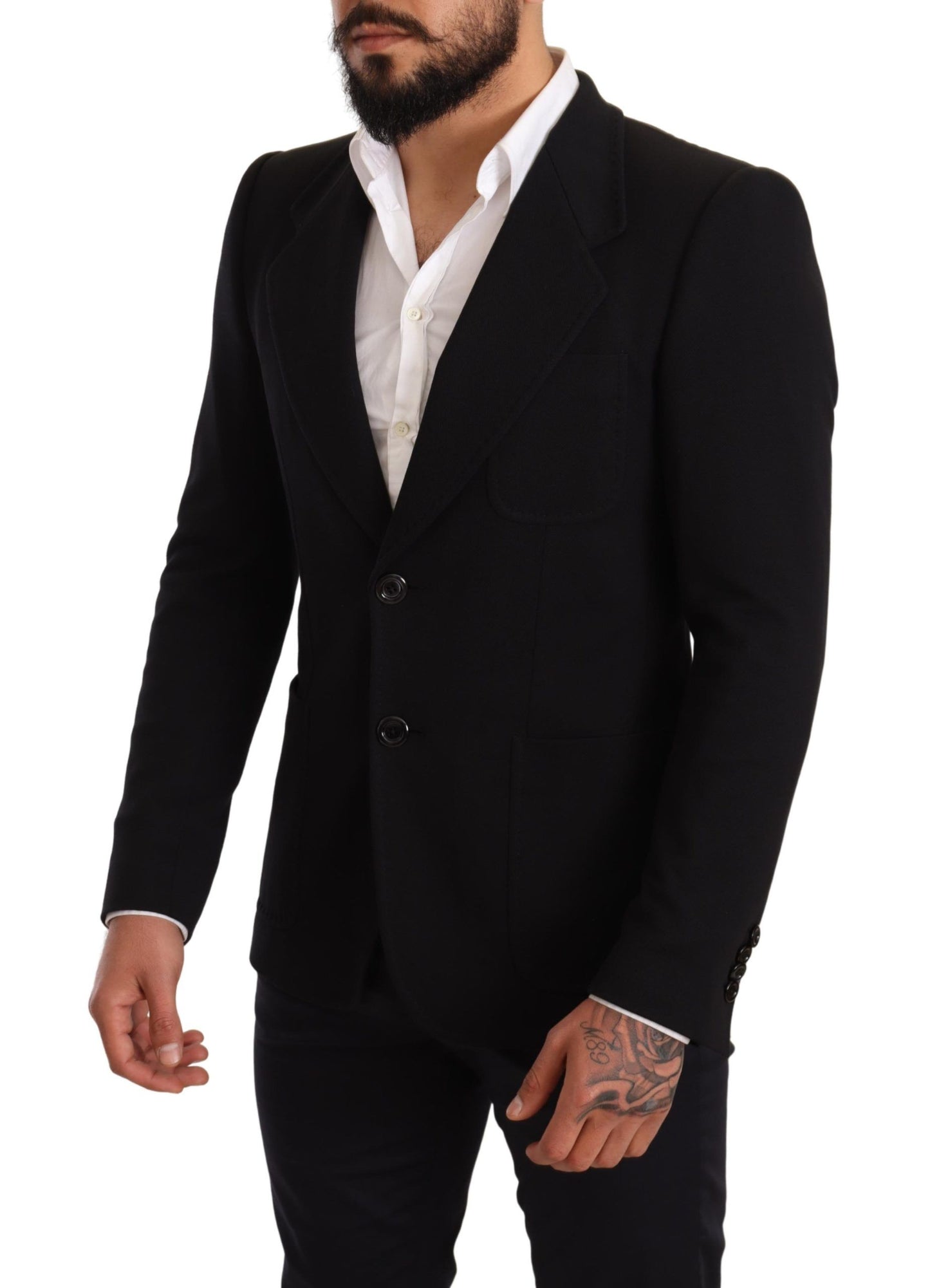 Dolce &amp; Gabbana Blazer elegante slim fit in cotone nero