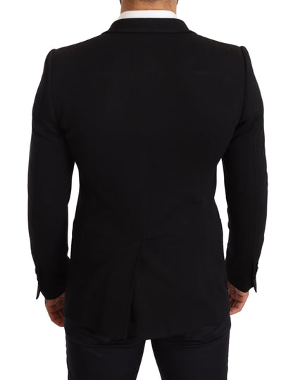 Dolce &amp; Gabbana Blazer elegante slim fit in cotone nero